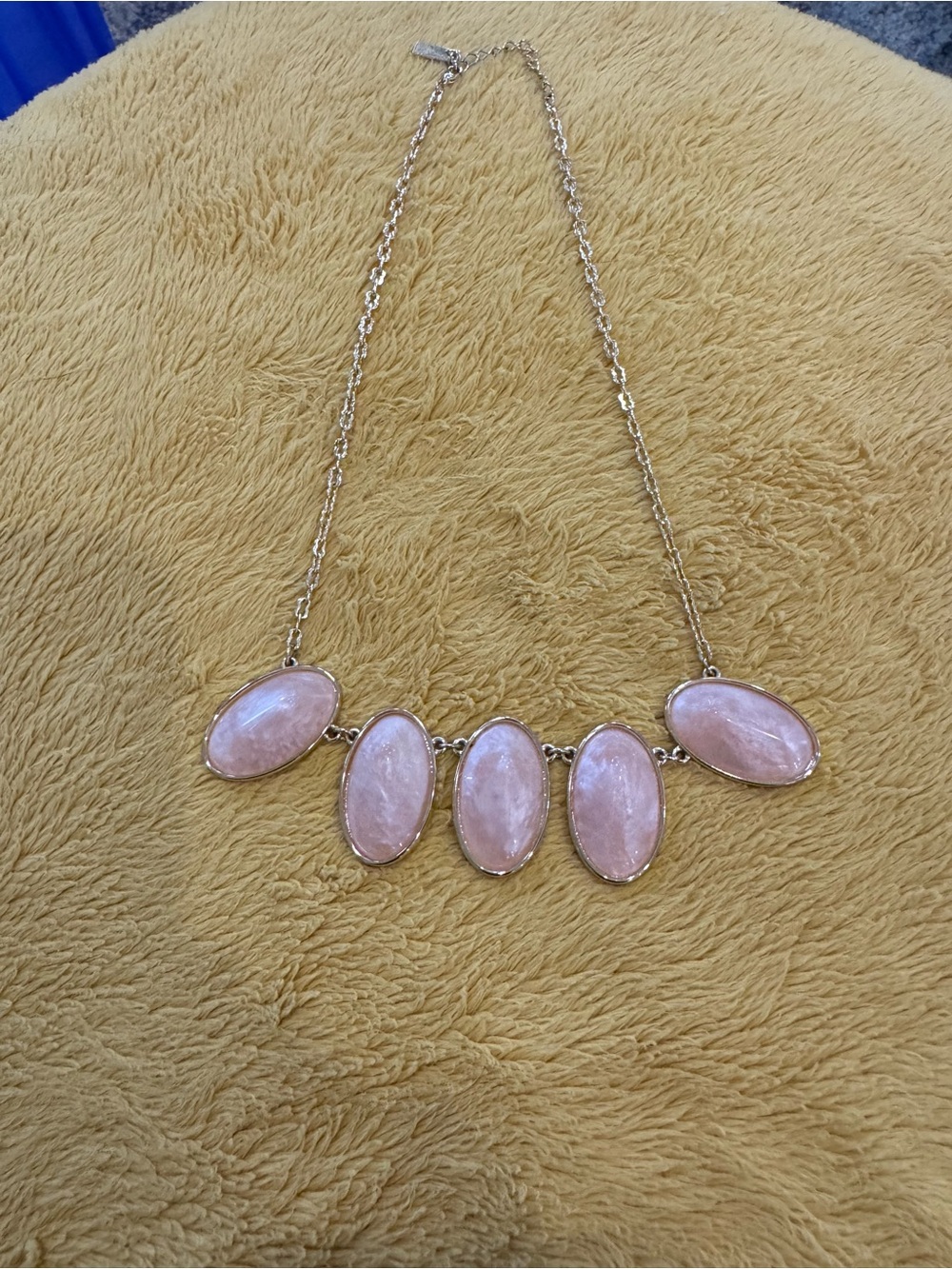 Jewelmint Gold Tone Necklace with Pale Pink Oval Stones